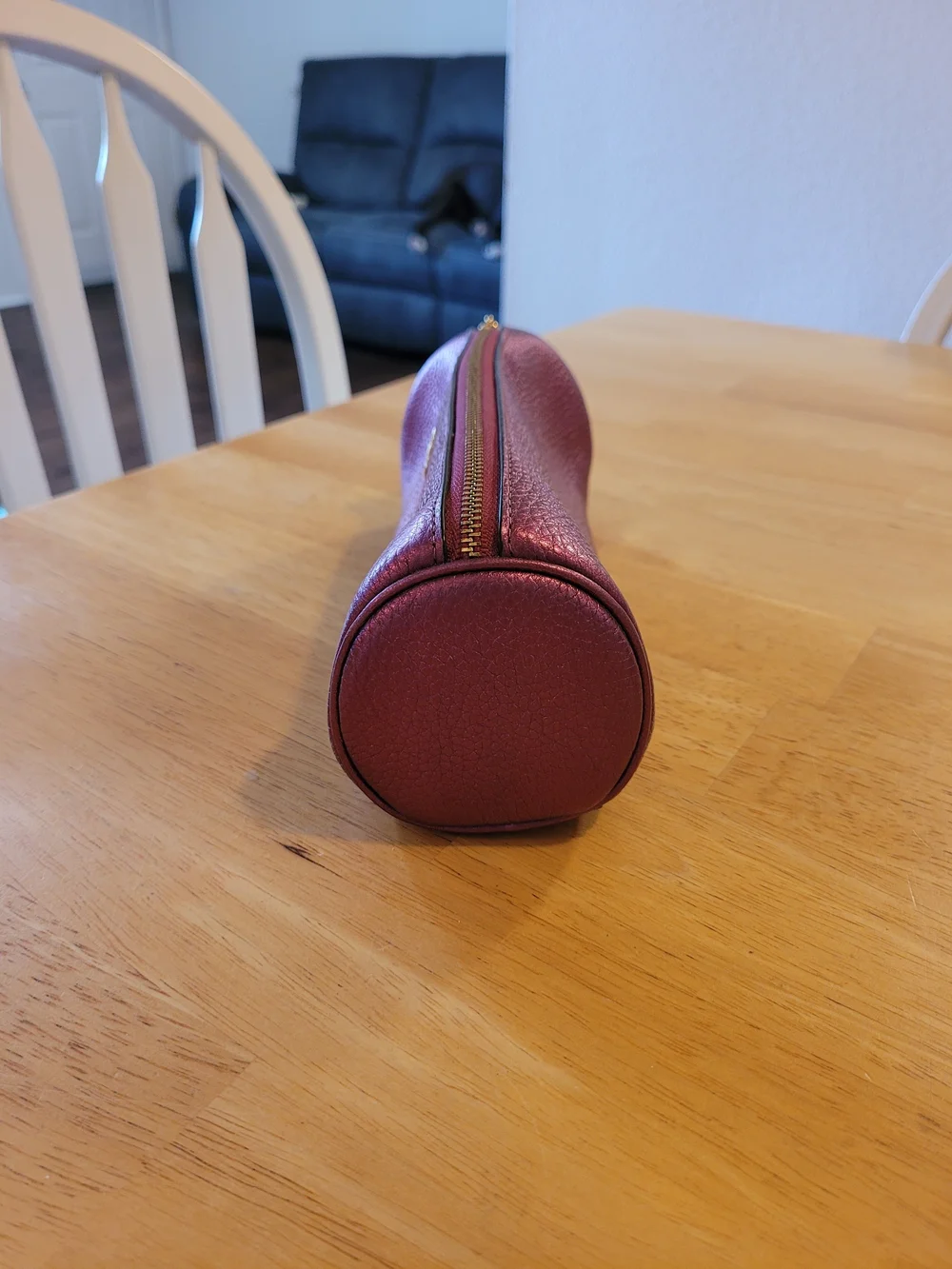 Coach Pebble Leather Zip Brush Case In Metallic Berry